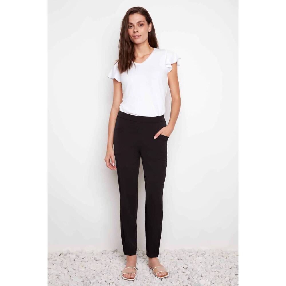 NEW UP! vegan silk jogger pants in black
